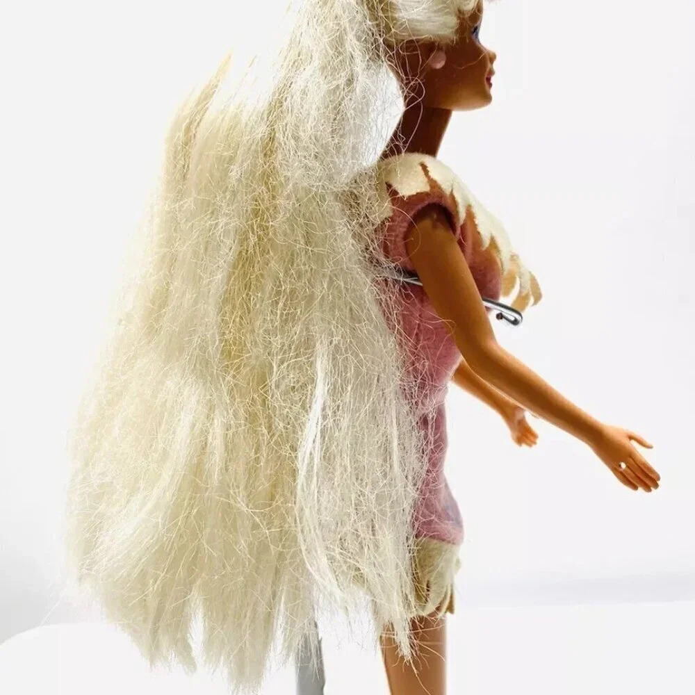 MATTEL BARBIE Doll Long Blond Hair Purple Eyes Pink Dress 12" Tall - Picture 4 of 11